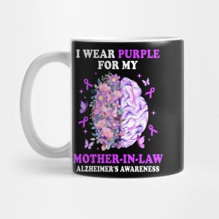 I Wear Purple For My Mother-In-Law Alzheimer's Awareness Brain Mug